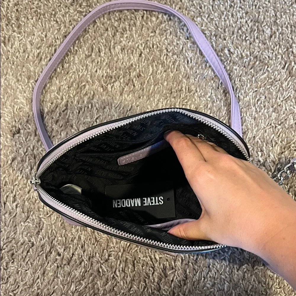 Steve Madden Lavender Dome Crossbody with Silver Chain